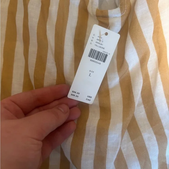 NWT ✨ Maeve Strapless Linen Structured Striped Top - Picture 5 of 10